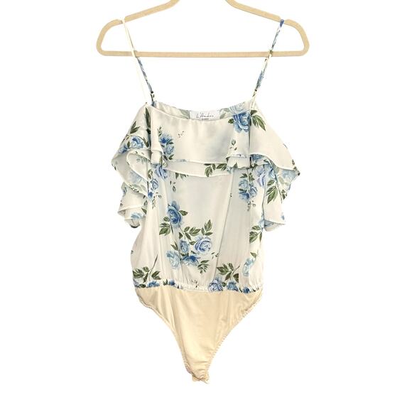 Revolve L'academie Floral Bodysuit Blouse Off The Shoulder Size Small Coquette - Picture 2 of 7